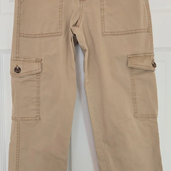 Kensie Jeans The Ella High Rise Straight Khaki Utility Cargo Pants Size 2 / 26 - Picture 5 of 14